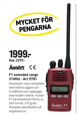 Engelsons F1 extended range 31MHz - Art 5781 erbjuda