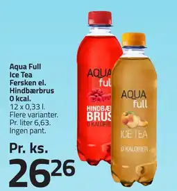 Fleggaard AQUA FULL Ice ta fersken el. hindbærbrus 0 kcal. erbjuda