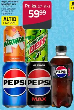 Fleggaard Pepsi, mirinda el. mountain dew erbjuda