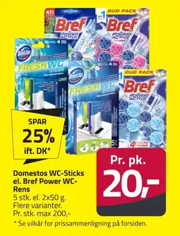 Fleggaard Domestos wc-sticks el. bref power wc- rens erbjuda