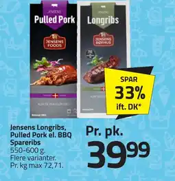 Fleggaard JENSENS Longribs, pulled pork el. bbq spareribs erbjuda