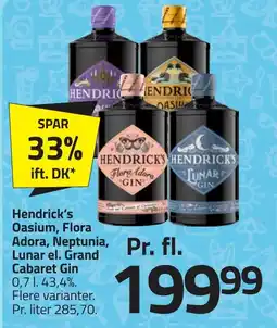 Fleggaard HENDRICK'S Oasium, flora adora, neptunia, lunar el. grand cabaret gin erbjuda