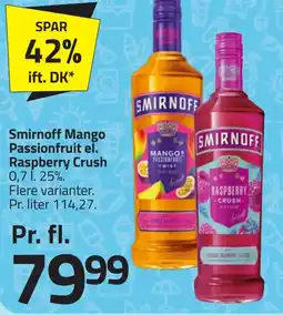Fleggaard SMIRNOFF Mango passionfruit el. raspberry crush erbjuda