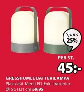 JYSK Gresshumle Batterilampa erbjuda