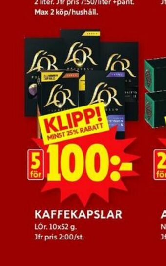 ICA Kvantum L Or Kaffekapslar erbjuda