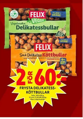 ICA Maxi Felix Köttbullar erbjuda
