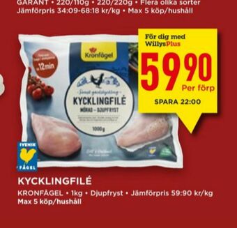 Willys Kronfågel Kycklingfilé erbjuda
