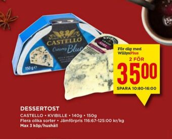 Willys Castello Dessertost erbjuda