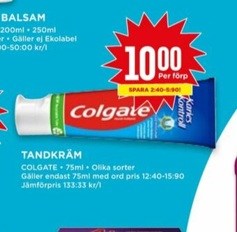 Willys Colgate Tandkräm erbjuda