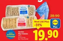 Lidl Matriket Råg-/vetekaka, Pris i appen erbjuda
