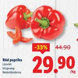 Lidl Röd paprika, SEK 29.9 erbjuda