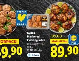 Lidl Gyllda Marinerad kycklinglårfilé, Pris i appen erbjuda