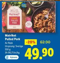 Lidl Matriket Pulled Pork, SEK 49.9 erbjuda