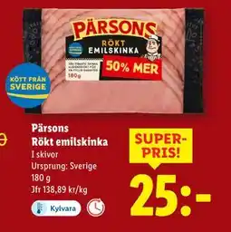 Lidl Pärsons Rökt emilskinka, SEK 25 erbjuda