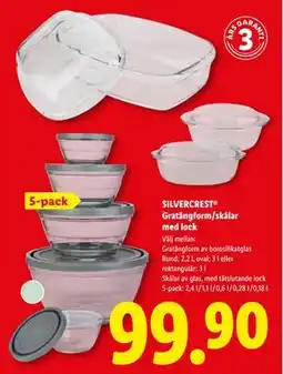 Lidl SILVERCREST Gratängform/skålar med lock, SEK 99.9 erbjuda