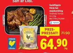 Lidl Guldfågeln Färsk hel majskyckling, SEK 64.9 erbjuda