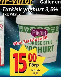 Supergrossen Turkisk yoghurt 3,5%, Medlemspris erbjuda