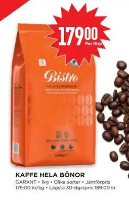 Willys KAFFE HELA BÖNOR, SEK 179 erbjuda
