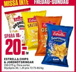 ÖoB ESTRELLA CHIPS & JORDNÖTSRINGAR, SEK 20 erbjuda