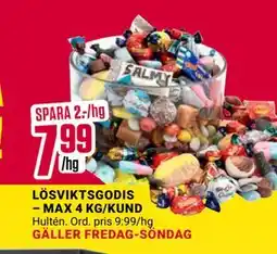 ÖoB LÖSVIKTSGODIS, SEK 7.99 erbjuda