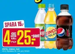 ÖoB PEPSI, ZINGO, 7UP, SEK 25 erbjuda