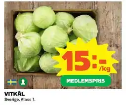 Coop Daglivs VITKÅL, Medlemspris erbjuda