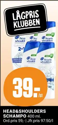 ÖoB HEAD&SHOULDERS SCHAMPO, Medlemspris erbjuda
