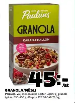 Coop Daglivs GRANOLA/MÜSLI, SEK 45 erbjuda