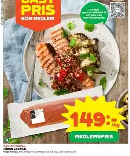 Coop Daglivs FÄRSK LAXFILÉ, Medlemspris erbjuda