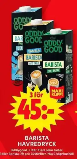 ICA Maxi ODDLYGOOD Barista havredryck erbjuda