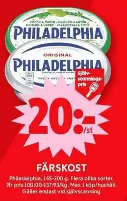 ICA Maxi PHILADELPHIA Färskost erbjuda