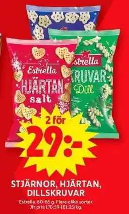 ICA Maxi ESTRELLA Stjärnor, hjärtan, dillskruvar erbjuda