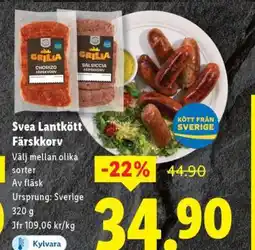 Lidl SVEA LANTKÖTT Färskkorv erbjuda