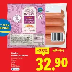 Lidl Matriket Grillkorv ost & bacon erbjuda