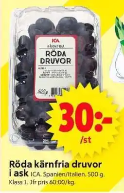 ICA Supermarket RÖDA KÄRNFRIA DRUVOR I ASK erbjuda
