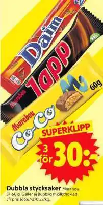 ICA Supermarket Dubbla stycksaker Marabou erbjuda