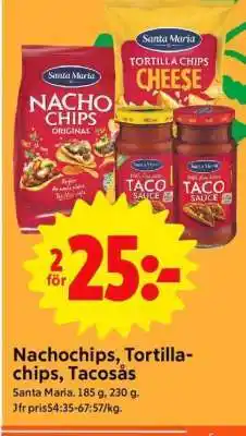 ICA Supermarket Nachochips, Tortillachips, Tacosås erbjuda