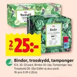 ICA Supermarket Bindor, Trosskydd, Tamponger erbjuda