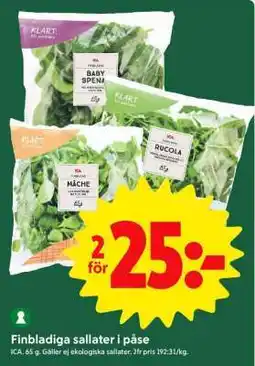 ICA Supermarket Finbladiga sallater i påse erbjuda