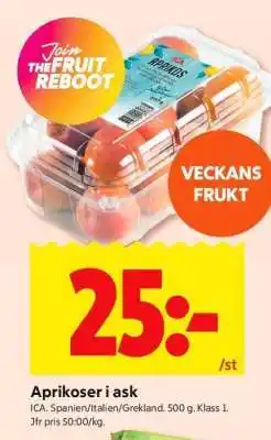 ICA Supermarket Aprikoser i ask erbjuda