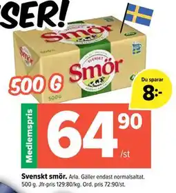 Coop Extra Svenskt smör, Medlemspris erbjuda
