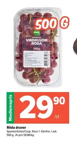 Coop Extra Röda druvor, Medlemspris erbjuda