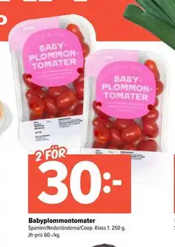 Coop Extra Babyplommontomater, SEK 30 erbjuda