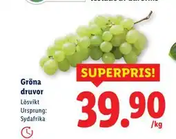 Lidl Gröna druvor, SEK 39.9 erbjuda