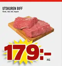 Din Mat UTSKUREN BIFF Färsk, i bit, hel, import erbjuda