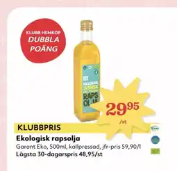 Hemköp Ekologisk rapsolja erbjuda