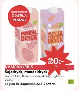 Hemköp Sojadryck, Mandeldryck erbjuda