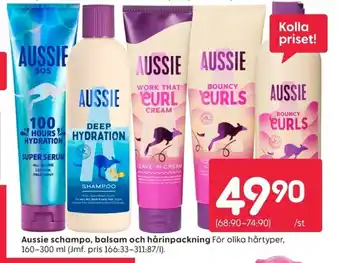 Rusta Aussie schampo, balsam och hårinpackning erbjuda