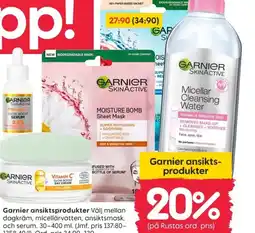 Rusta Garnier ansiktsprodukter erbjuda