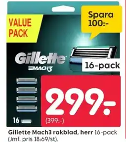 Rusta Gillette Mach3 rakblad, herr 16-pack erbjuda